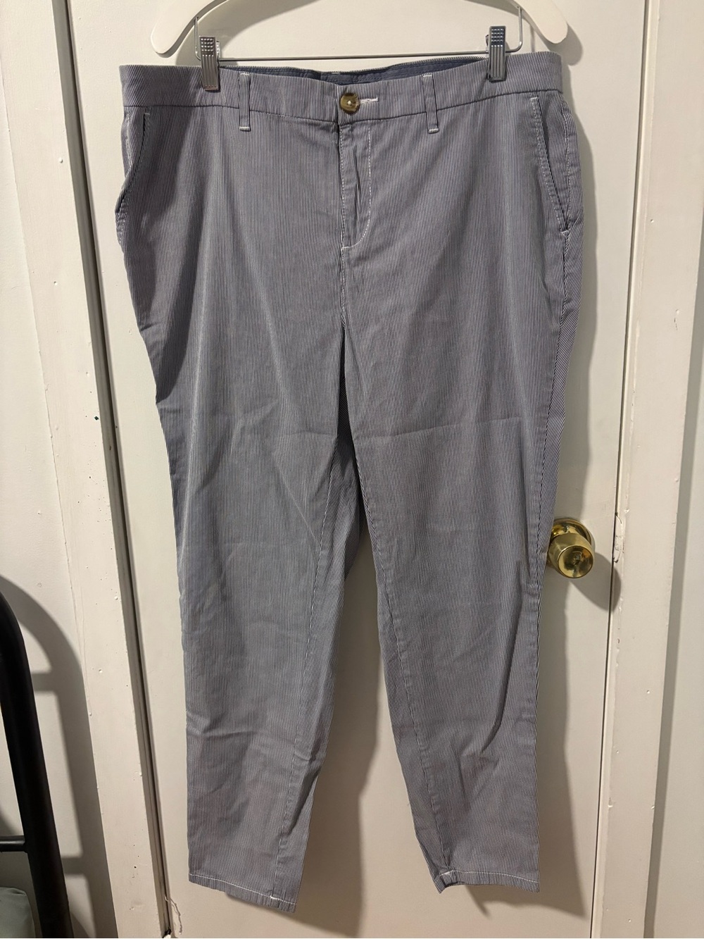Women’s White & Blue Casual Chino Pants